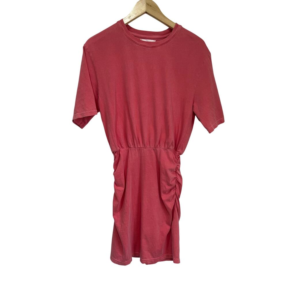 Xirena Lexa‎ Coral Pink Ruched Waist Cotton Mini Dress Boho Chic Sz XS